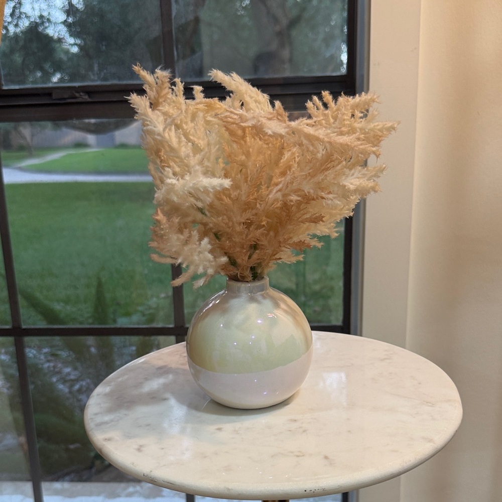 Elegant Cream Pampas Grass in Ceramic Vase
